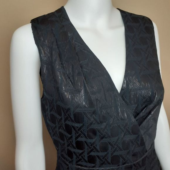 Kirna Zabete for Target Metallic Black Jacquard V-Neck Dress 10 EUC - Picture 10 of 10